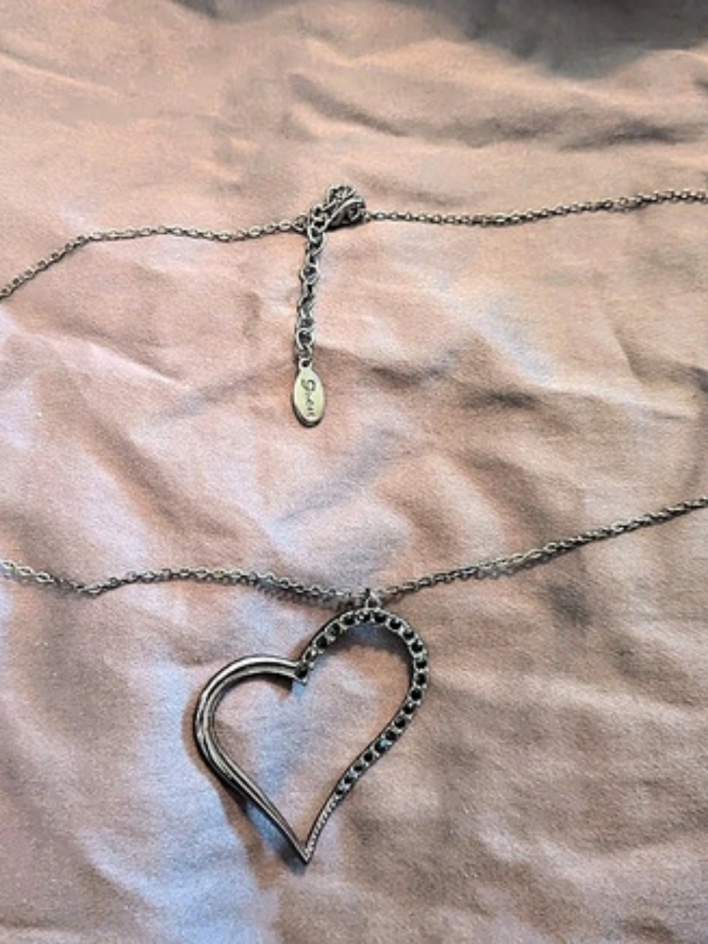Guess Heart Pendant Necklace in Silver